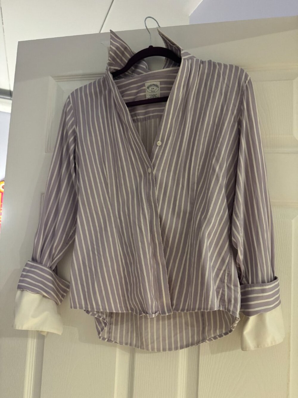 Vintage Brooks Brothers women's lavender striped dress shirt size 12P